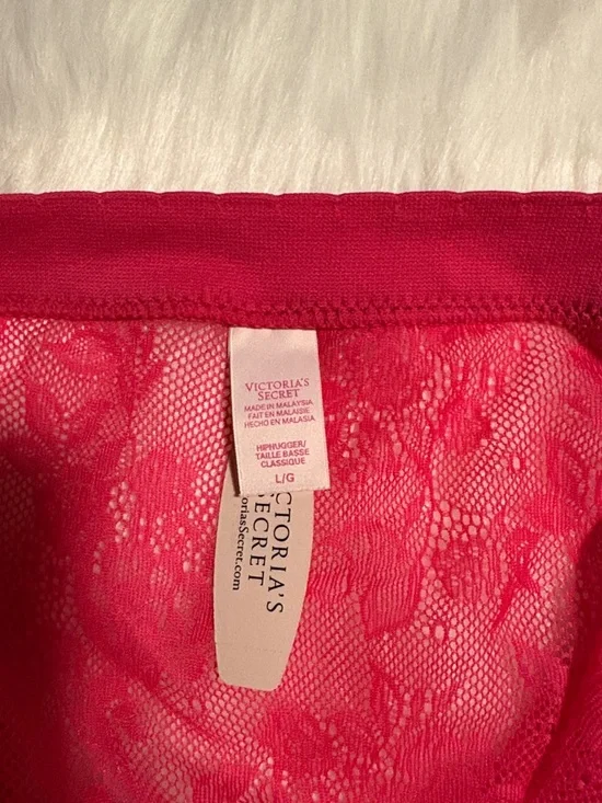 NWT Victoria's Secret Hot Pink Lace Bikini hiphugger Panty L - Picture 3 of 3